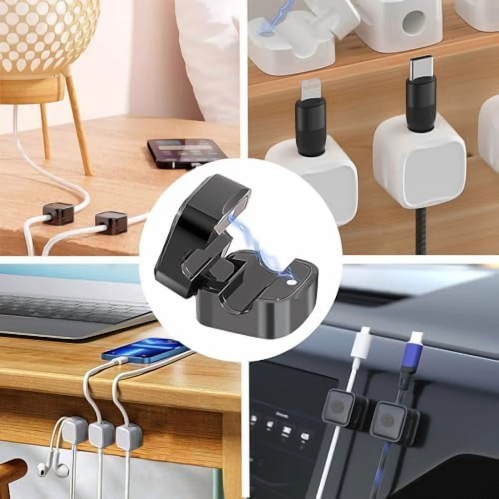 Magnetic Cable Clips Cord Organizer Black Self Adhesive Under Desk a7k