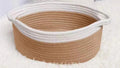 Cotton Rope Basket 12”x8”x5”, Woven Basket for Storage,Cotton Storage Basket in Living Room,Shelf Basket,Kids Toy Basket, Rope Baskets with Handles, Small Basket,Light Brown