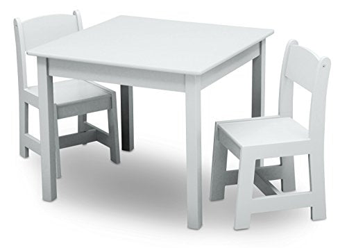 Kids Wood Table and Chair Set with Toy Organizer, Grey Blue a7