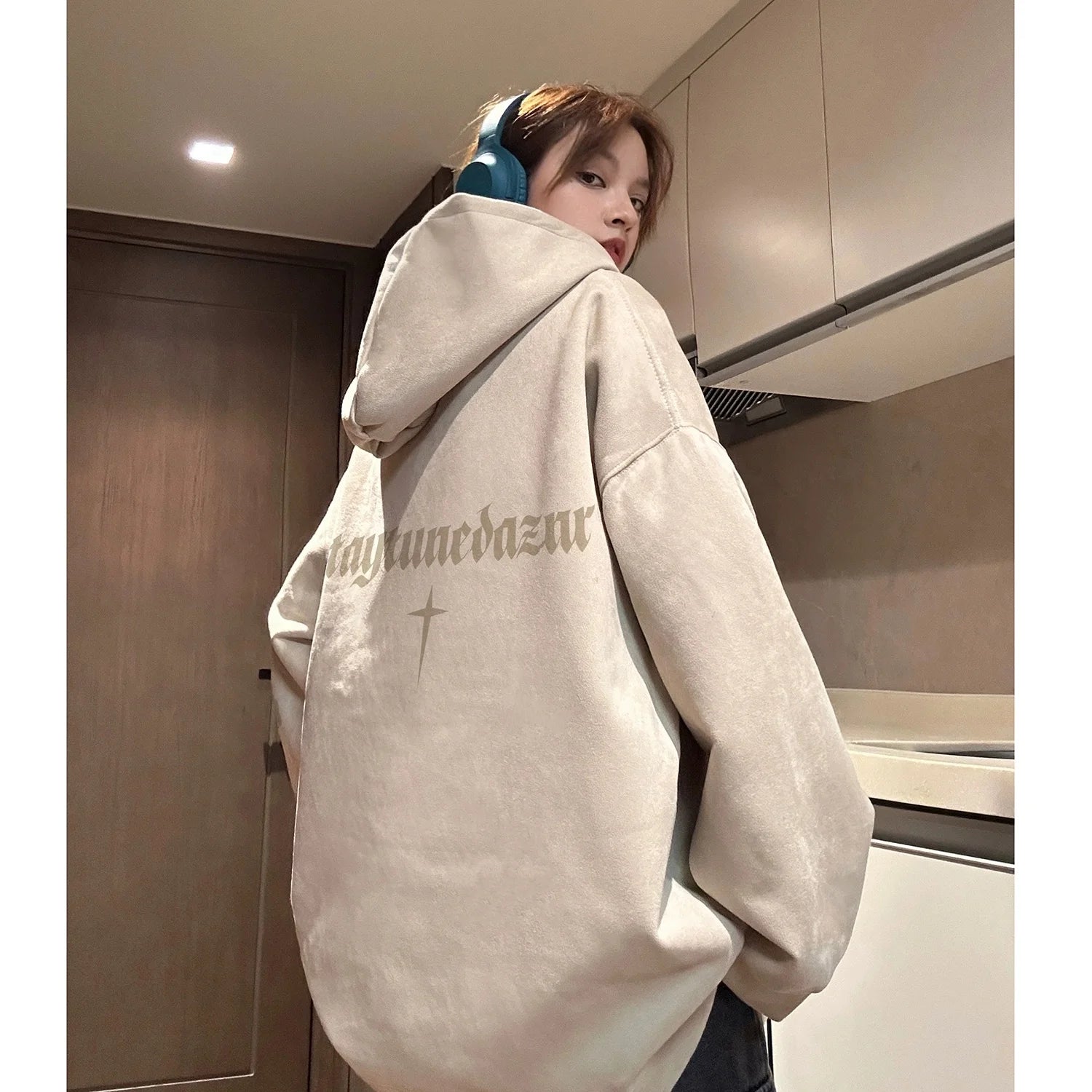 Army Green Couple Hooded Sweatshirt k7