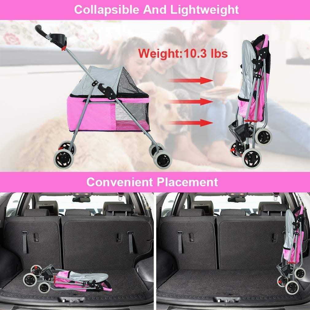 Pet Stroller 4 Wheels Folding Waterproof Travel a7