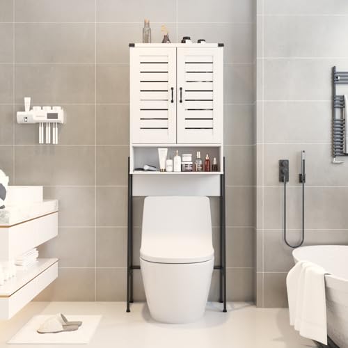 White Toilet Cabinet with 2-Door Storage a7