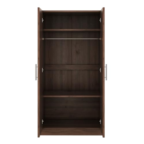 Wooden Wardrobe Closet with Shelves and Hanging Rail a7