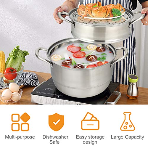 Stainless Steel 4-Tier Steamer Pot with Glass Lid a7