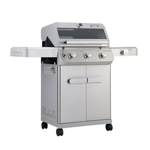 Stainless Steel 3 Burner Propane Gas Grill with Side Burner a7