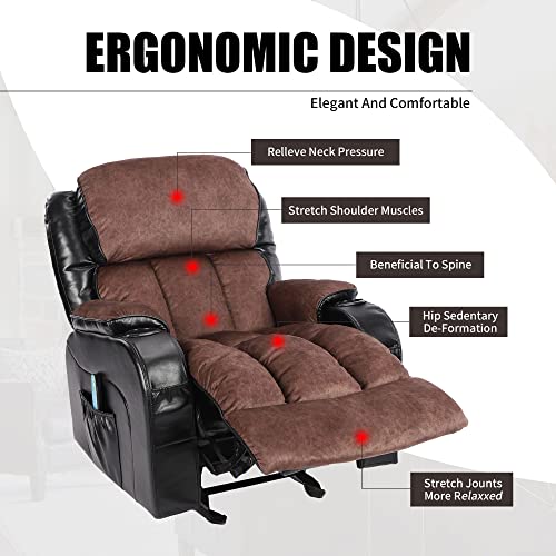 Massage Recliner Chair with Heat and Cup Holder Black a7
