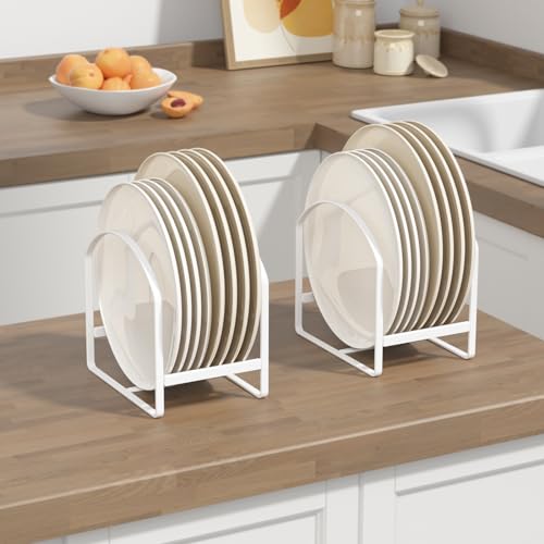 Plate Holder Organizer Large Dish Storage Rack Upright Cabinet Drying Metal Stand Black k7