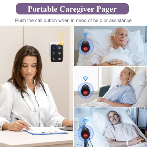 Wireless Caregiver Pager Nurse Call Button for Elderly LED Alert System k7m