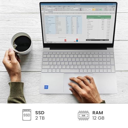 15.6" Laptop Intel Quad-Core 12GB RAM 1TB SSD Windows 11 Pro k7m