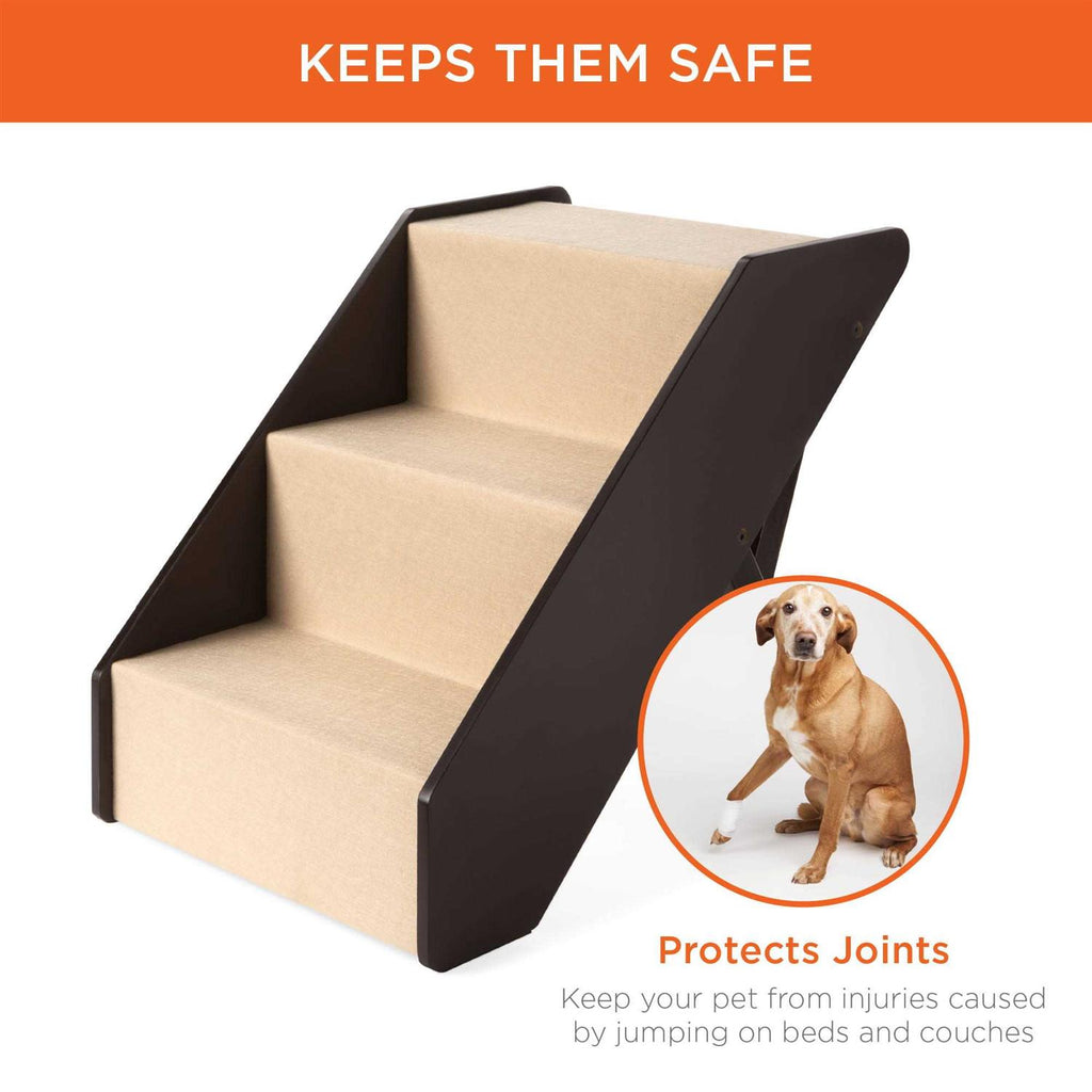 Foldable Wooden Carpeted Pet Stairs a7k