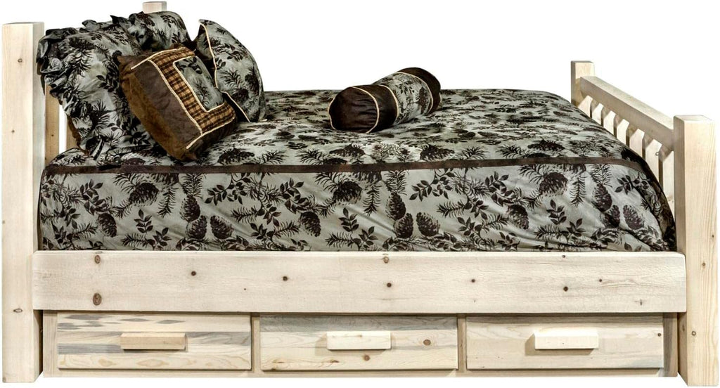 Twin Bed with Storage, Clear Lacquer Finish k7