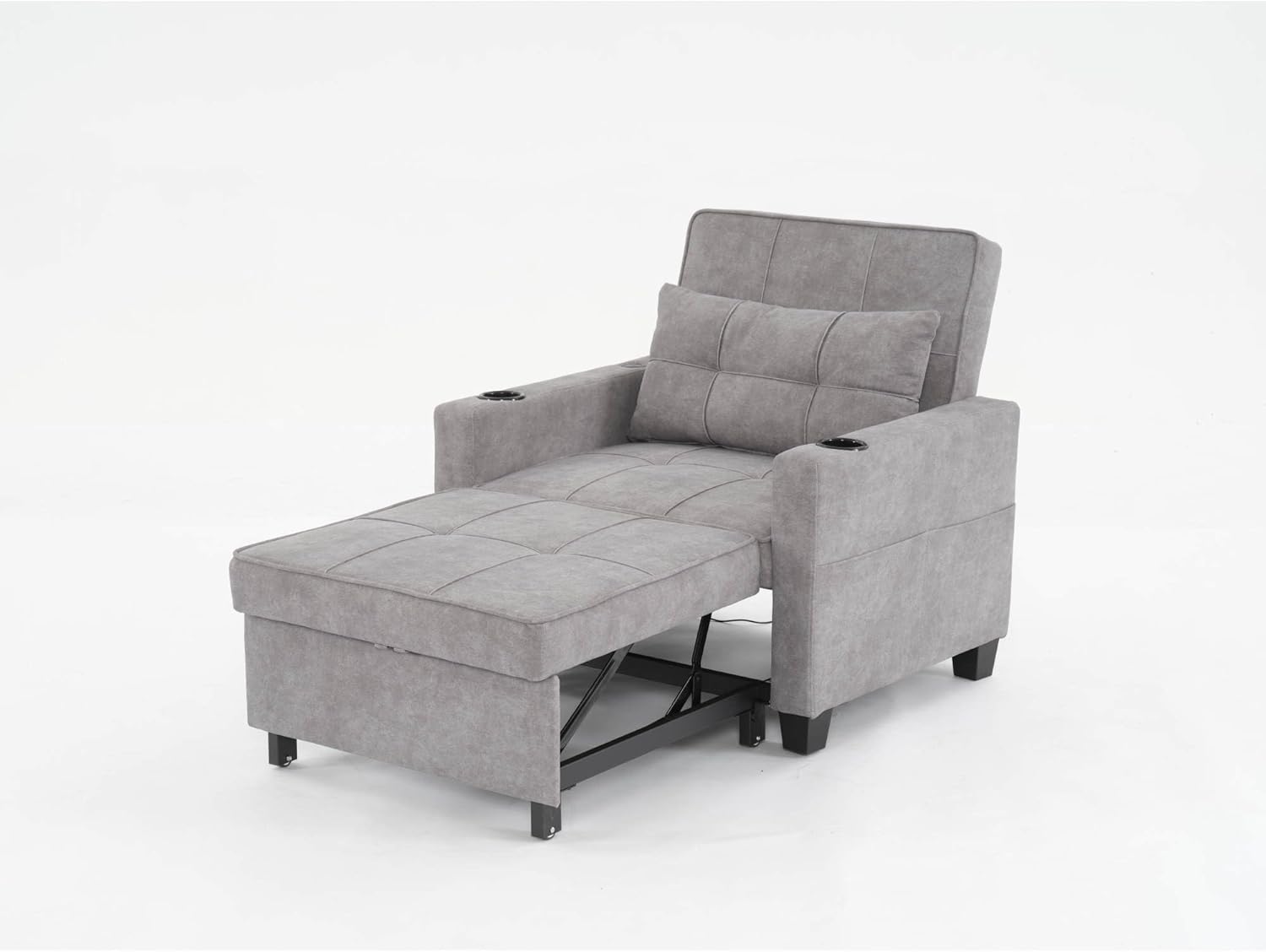 Convertible Sleeper Chair Bed 3-in-1 with USB Ports Light Grey a7