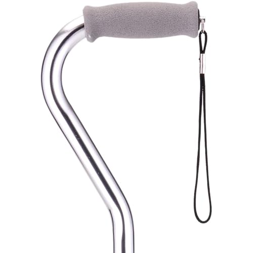 NOVA Designer Walking Cane with Offset Handle, Lightweight Adjustable Walking Stick with Carrying Strap, Black
