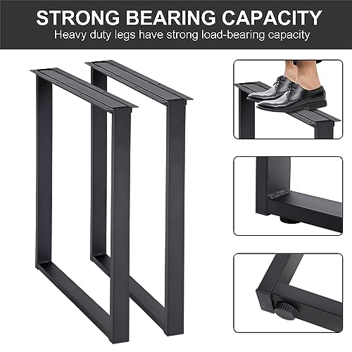 Metal Table Legs H-Shape 28in Matte Black 2 Pack a7