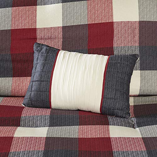 Cabin Lodge Plaid Comforter Set King 7 Piece Red a7