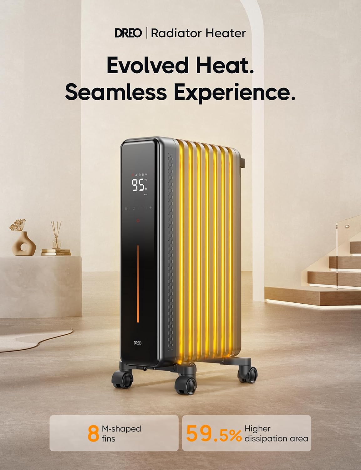 Dreo 1500W Radiator Heater with Remote Control and Dreo 1500W 70° Oscillating Space Heater with Remote Control, Electric Heaters for Indoor Use a7