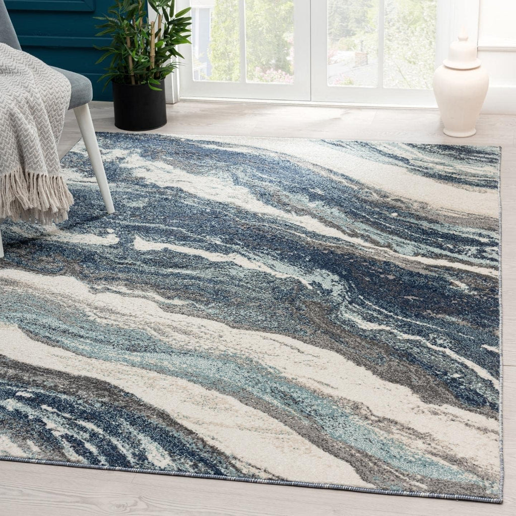 Blue 8x10 Art Deco Area Rug k7