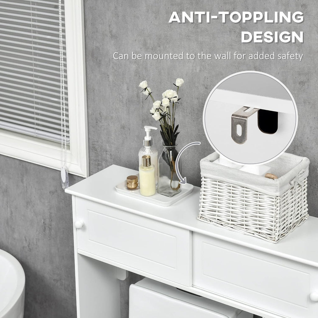 Bathroom Over Toilet Storage Cabinet with Adjustable Shelves White k7p