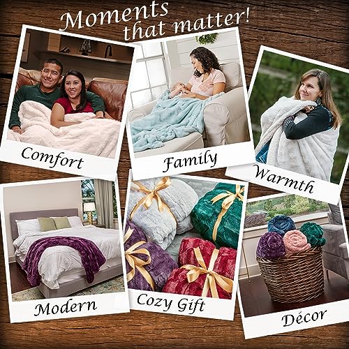 Embossed Faux Fur Throw Blanket 50x65 Gray a7