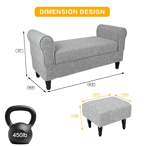 Storage Bench with Button Tufted Light Grey a7