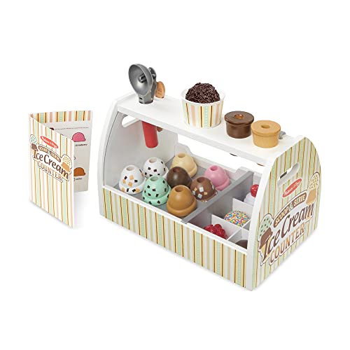 Wooden Ice Cream Counter Play Set 28pcs a7