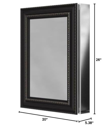 Bathroom Medicine Cabinet with Framed Mirror Door, Recessed or Surface Mount, Oil-Rubbed Bronze a7