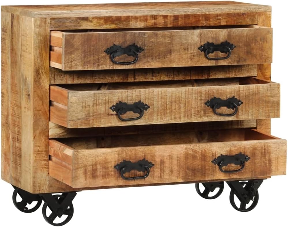 Sideboard with 3 Drawers Solid Mango Wood Brown k7