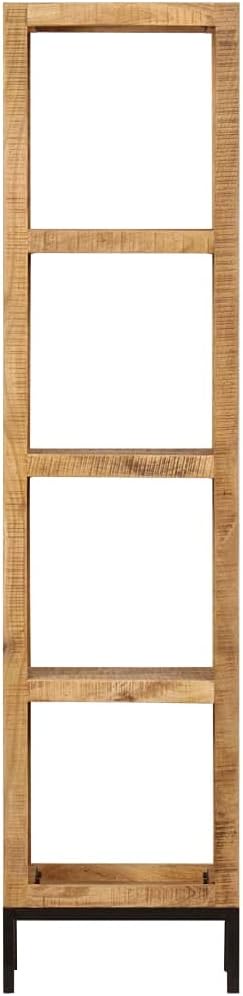 Solid Mango Wood Bookshelf 4 Compartments Brown7k