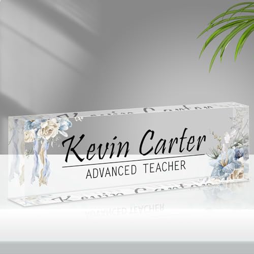 Name Plate for Desk Personalized, Acrylic Desk Decorations, Employee Appreciation Gifts, Custom Office Gifts for Coworkers, Boss, Teacher, Nurse (Purple Gold Marble)