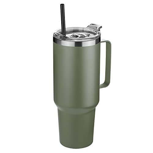 HASLE OUTFITTERS 40 oz Stainless Steel Tumbler with Handle, Vacuum Insulated Tumblers Bulk, Reusable Double Wall Travel Coffee Mug, Durable Powder Coated Water Bottle(Black, 1)