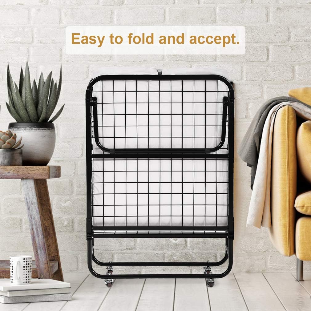 Folding Guest Bed with Wheels Portable Cot A7