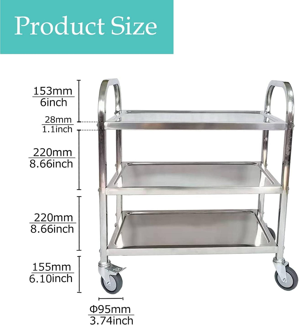 Stainless Steel 3-Tier Utility Cart with Locking Wheels a7