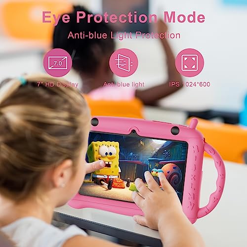 Kids Tablet 7 inch Learning Tablet with Drop-Proof Case Pink k7