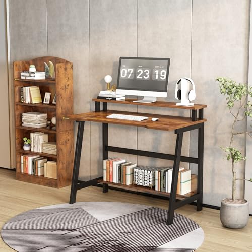 Compact Desk with Monitor Stand Black k7m