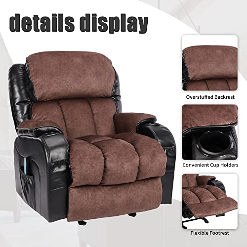 Massage Recliner Chair with Heat and Cup Holder Black a7