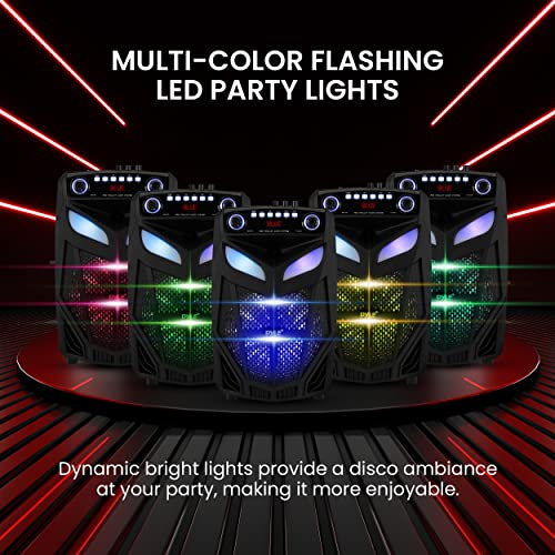 Pyle Portable Bluetooth PA Speaker 800W 12 Inch Indoor Outdoor Party Lights with Mic and Remote k7m