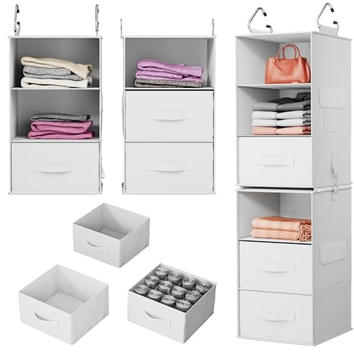 6-Shelf Hanging Closet Organizer with Removable Drawers k7m