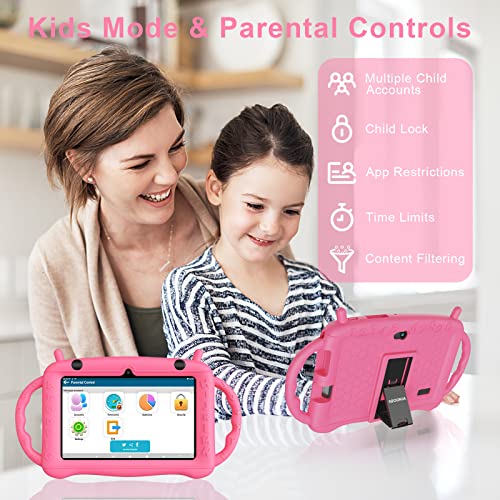 Kids Tablet 7 inch Learning Tablet with Drop-Proof Case Pink k7