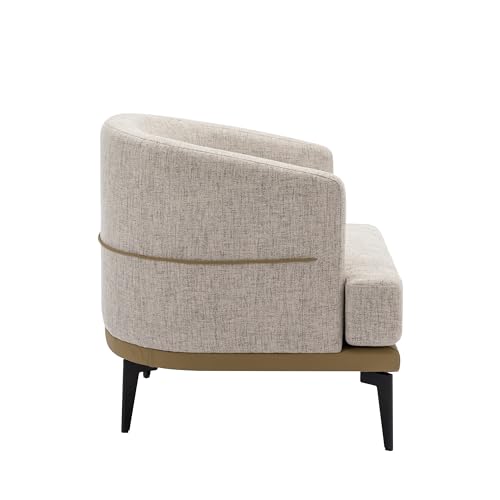 Accent Barrel Chair with Linen Cushion and Metal Legs m7k
