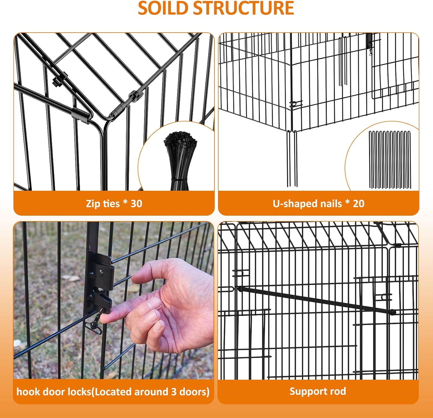 Metal Chicken Coop with Cover for Outdoor Yard Playpen k7