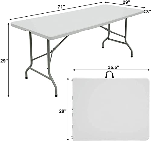 Folding Table 6ft White Plastic Portable Indoor Outdoor Picnic Camping a7
