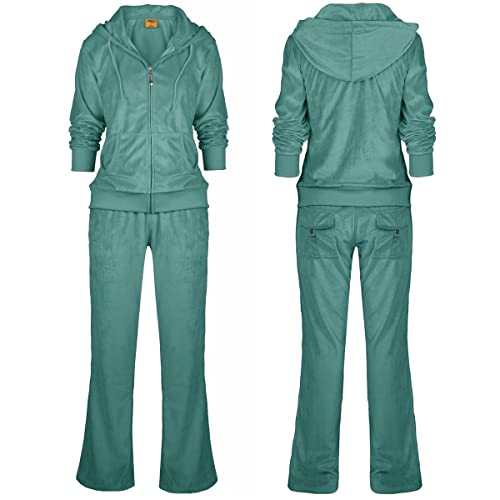 Velour Tracksuit 2 Piece Set for Women Jogging Outfit k7m