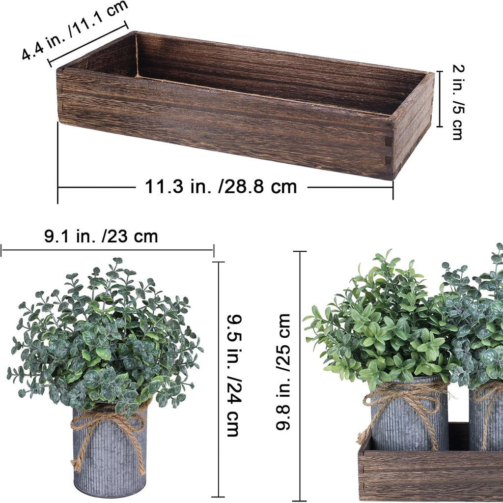 Faux Potted Plants Set of 3 in Galvanized Metal Pots k7q