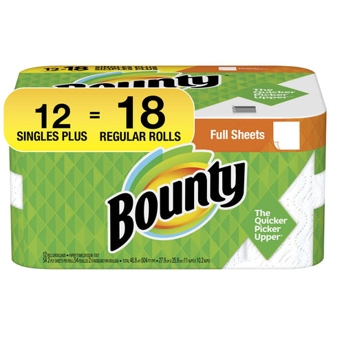 Bounty 2-ply Paper Towel Giant Rolls, 11" X 10 1/4", White , 20 Fluid Ounce