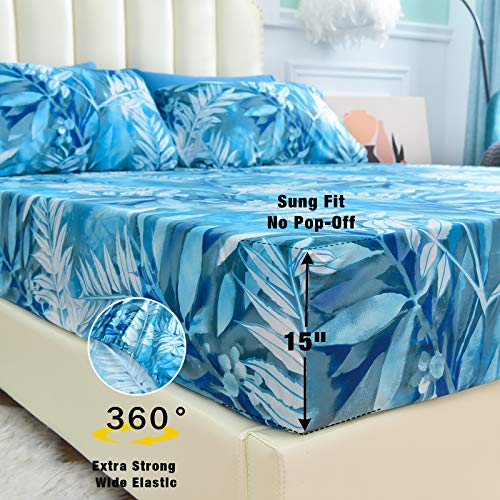 Mint Green Floral Sheet Set Queen 6 Piece Microfiber Deep Pocket k7