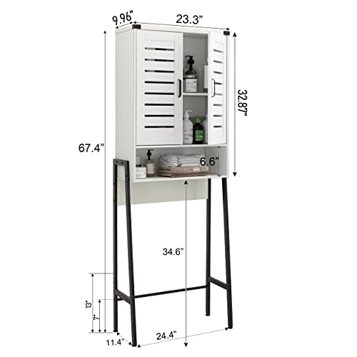 White Toilet Cabinet with 2-Door Storage a7