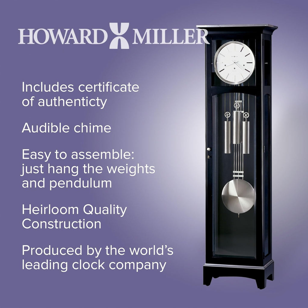 Floor Clock Black Satin Finish Vertical Grandfather Home Decor k7m