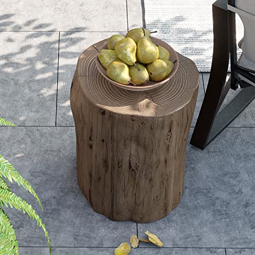 Rustic Stump Side Table Light Grey Wood-Look End Table k7m