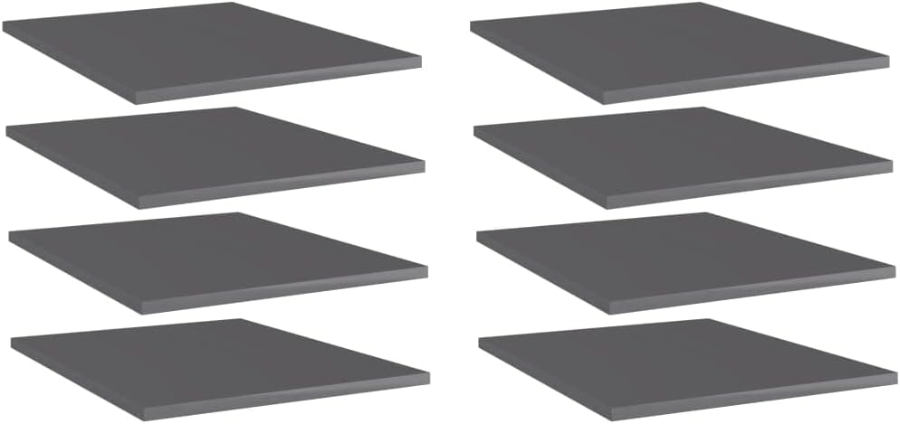 Bookshelf Boards,Shelf cabinets Organizers Storage Shelving Wall Decor Suitable for Storeroom Drawing Room Kitchenette Bathroom 8 pcs High Gloss Gray 15.7"x19.7"x0.6" Engineered Wood