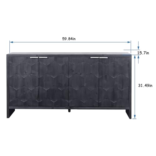 Retro Wooden Sideboard Storage Cabinet 3-Door k7